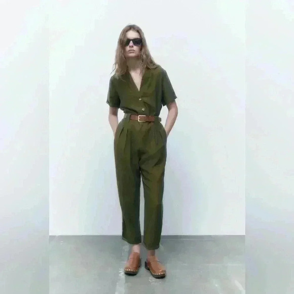 Zara‎ - Green Army Jumpsuit - Picture 1 of 9